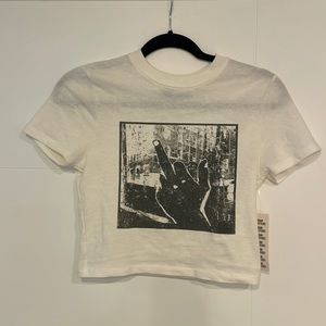Urban Outfitters Crop Tshirt Size M Middle Finger Graphic Cute!